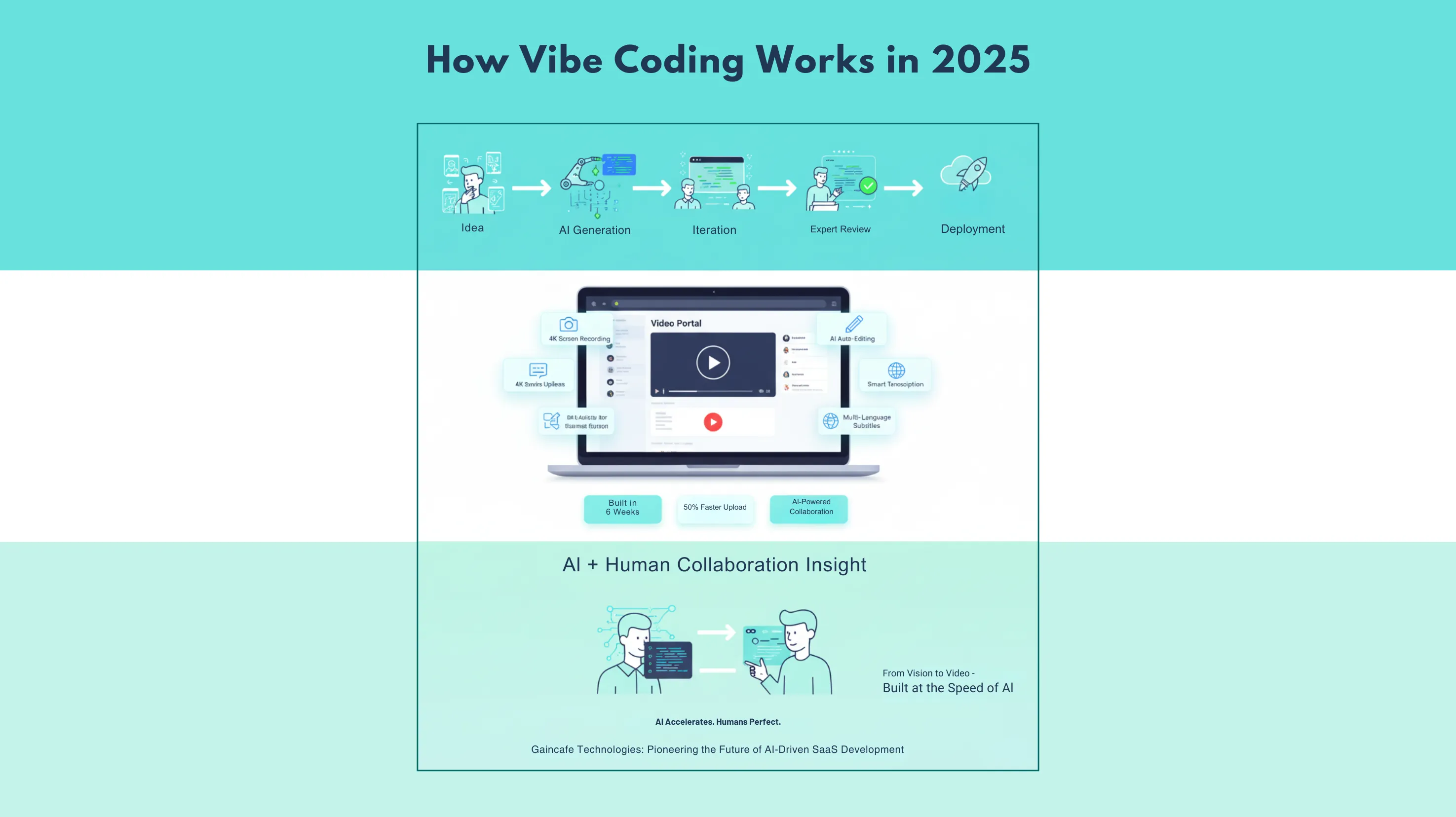 Infographic of the vibe coding process from idea to deployment