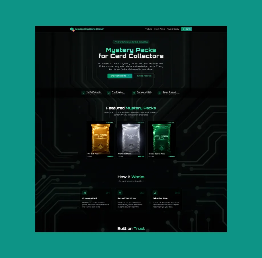 Celadon City Game Corner - Provably Fair Real-Time Arcade Platform for Pokémon TCG