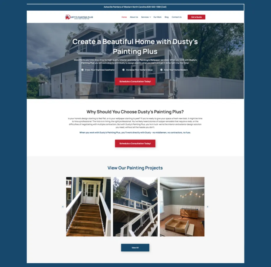 Dusty’s Painting Plus — Lead-Generation Focused Home Services Website with WordPress & Local SEO Optimization