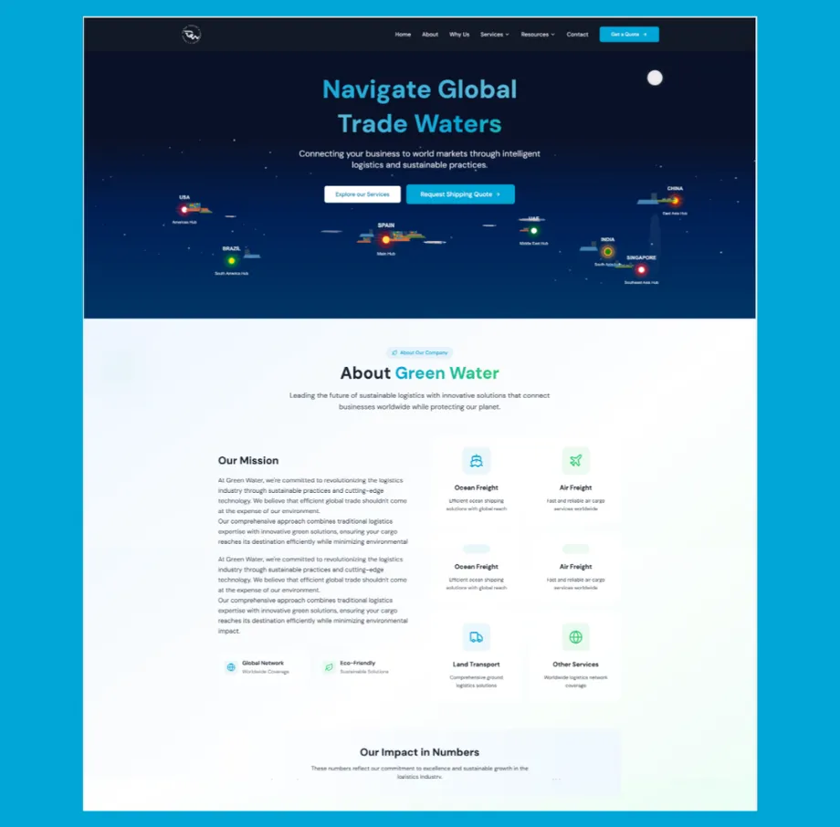 Green Water — High Performance Logistics Website with React + Vite SPA Architecture