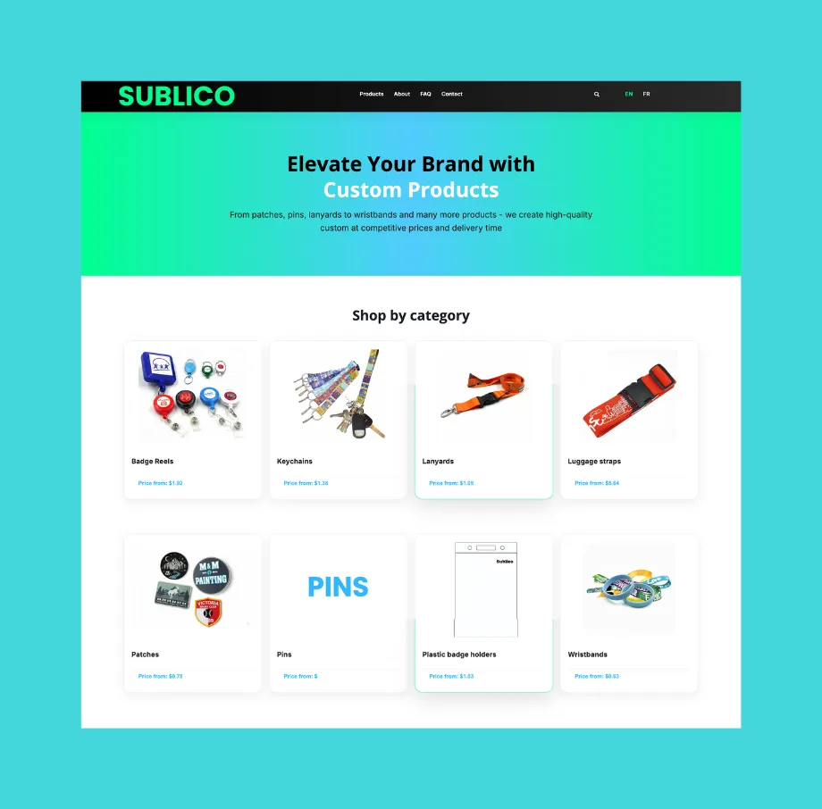 Sublico Custom Apparel & Promotional Products E-Commerce Platform