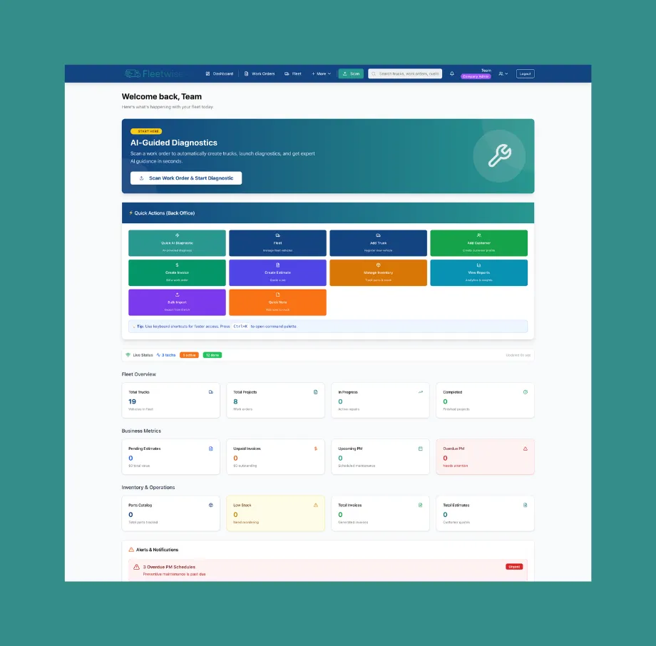 Fleetwise AI Fleet Diagnostic & Repair Management