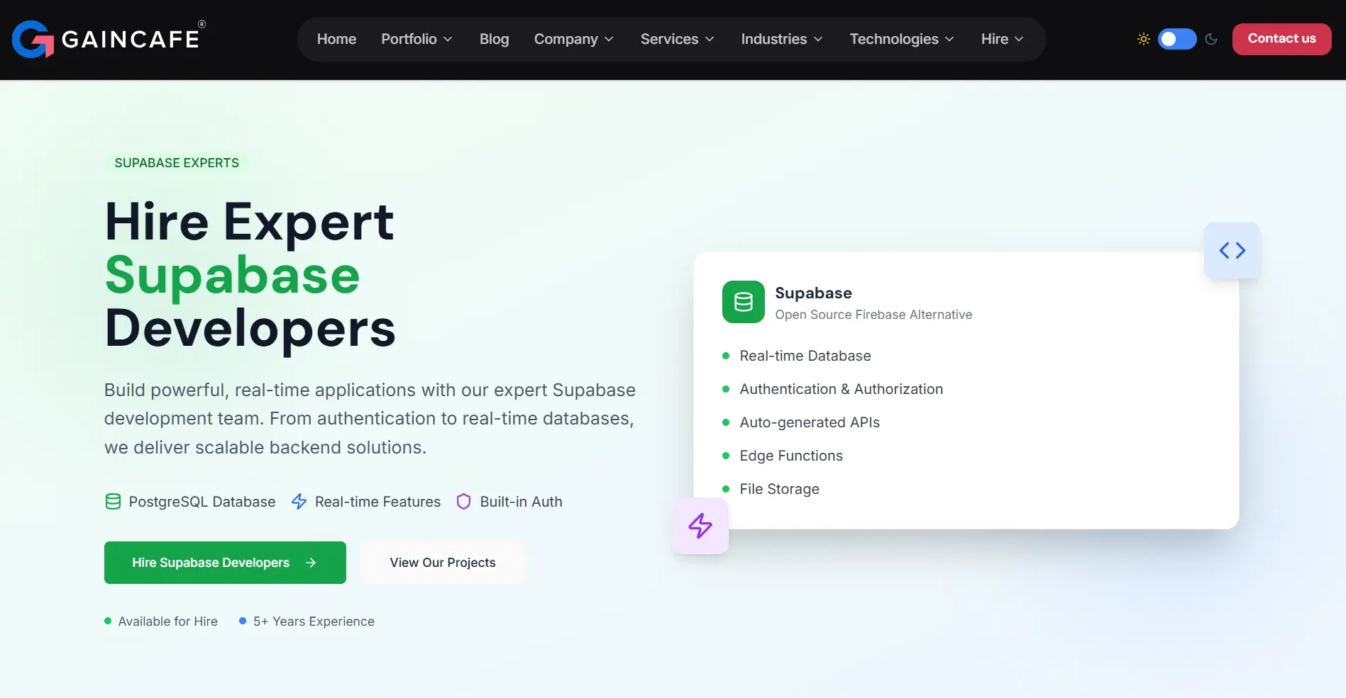 Supabase Development Services | Hire Expert Supabase Developers